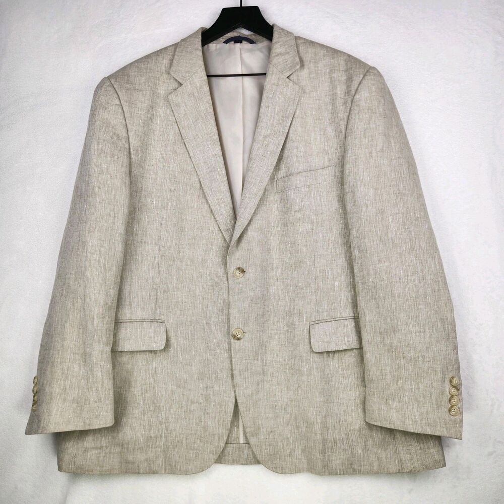 Coconut Grove Mens 100% Linen Sportcoat Blazer 44S SHORT Beige Summer Classic